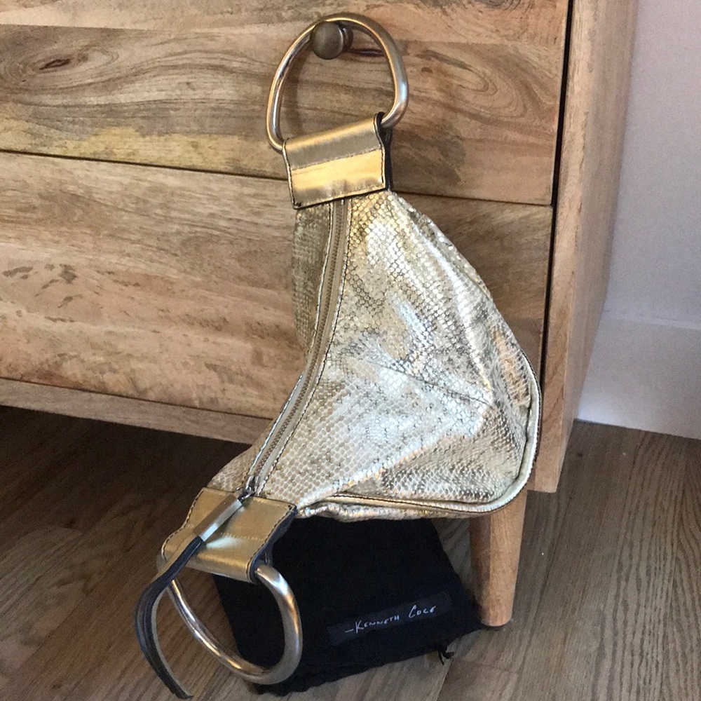 NWOT Kenneth Cole gold snakeskin handbag - Picture 4 of 7